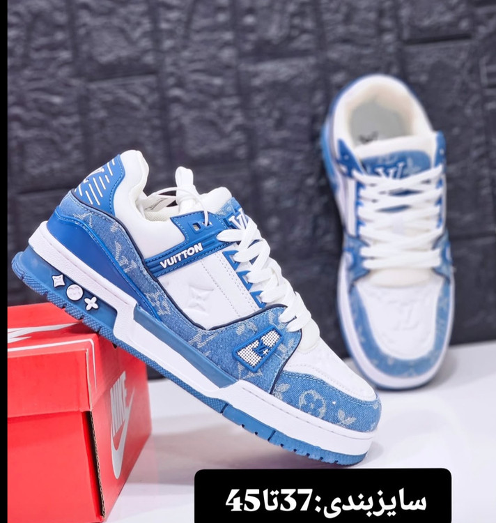 Louis Vuitton LV Trainer Velcro Strap Monogram Denim Vietnam. لویز ویلتون