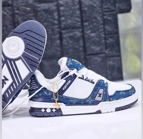 Louis Vuitton LV Trainer Velcro Strap Monogram Denim Vietnam. لویز ویلتون