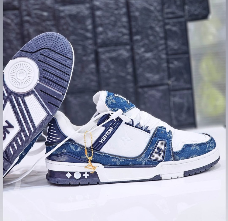Louis Vuitton LV Trainer Velcro Strap Monogram Denim Vietnam. لویز ویلتون