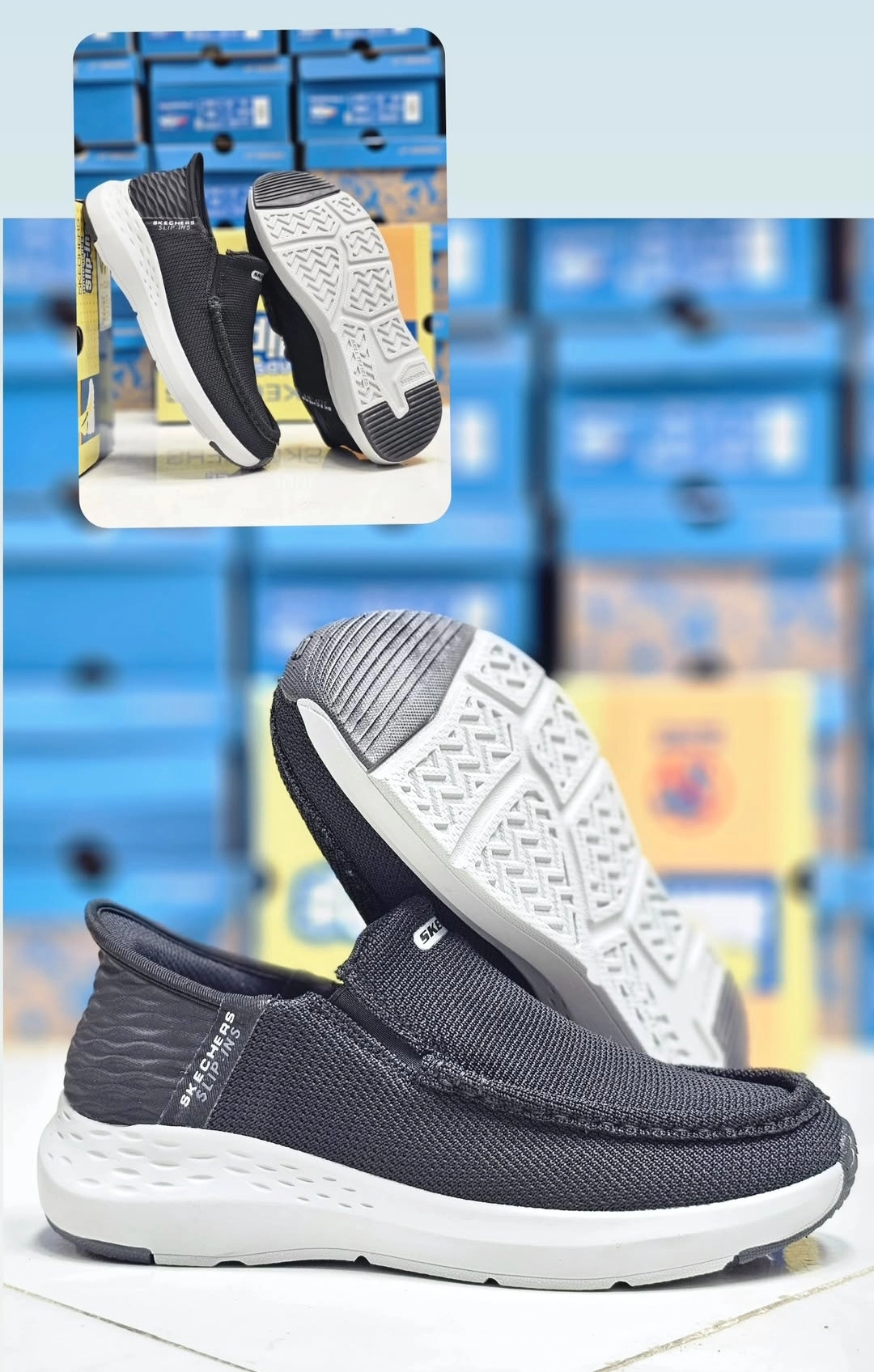 کتونی اسکیچرز اسلیپ امو.Skechers Gostep Slip_Ins vietnam رویه برزنتی ،بدون بند ساخت ویتنام فروش بصورت عمده و تک، اسکیچرز پیاده رویی بسیار سبک و طبی و راحت . سایز ۴۰ تا ۴۵ .