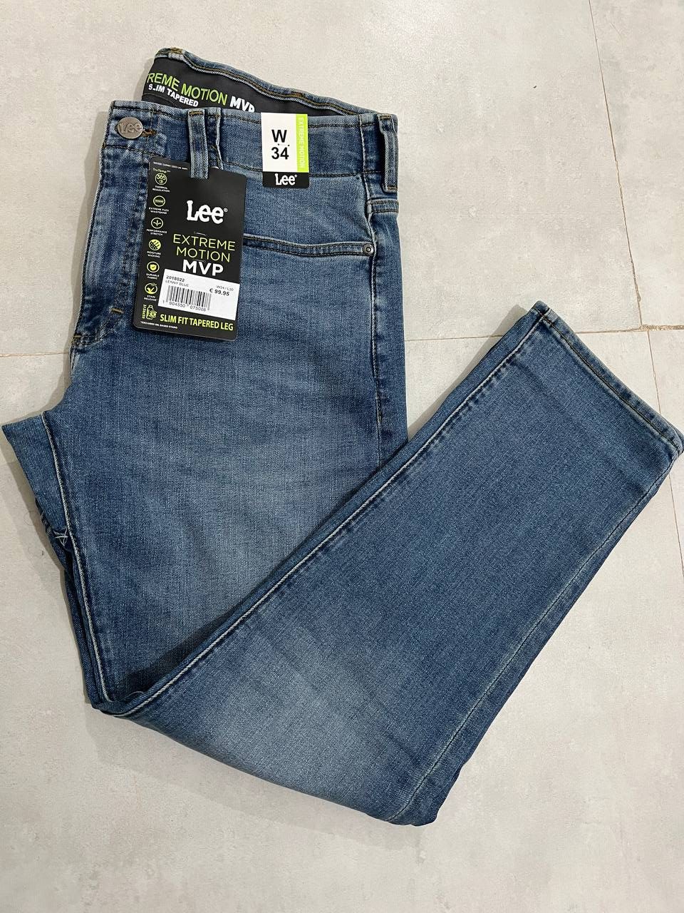 شلوار جین مردانه برند لی Lee اورجینال مدل Slim Fit رنگ آبی Lenny Blue