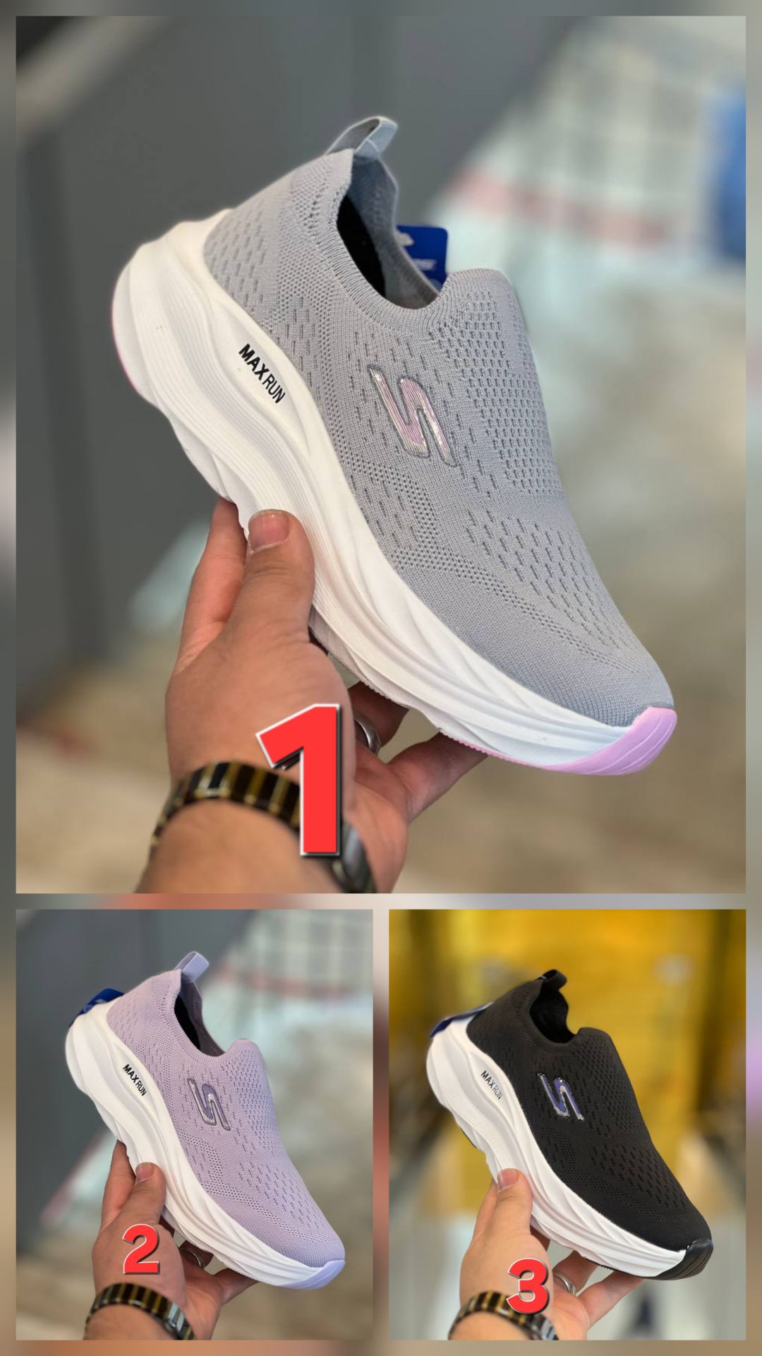 اسکیچرز مکس ران Skichers Max RUN Slip-ins/ساخت ویتنام/سبک طبی و راحت /جعبه و بارکد دار/سایز ۳۷الی۴۰