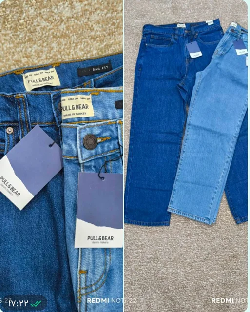 شلوار لی نیمبگ مردانه اورجینال Pull & Bear (آبی روشن و تیره) – سایز ۳۰ تا ۳۶