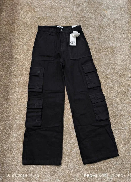 شلوار جین کارگو هشت جیب زنانه Zara اصل، Zara Cargo Jeans 8 Pockets/ سایز 36 تا 44 ایرانی/ و قد 108 تا 110/فروش تکی و عمده/