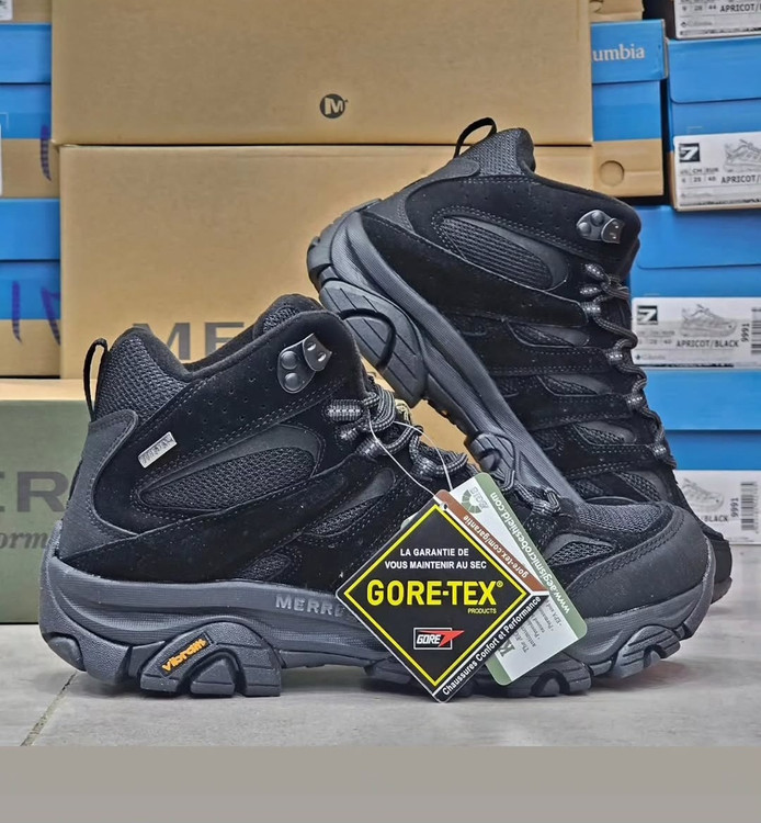 بوت طبیعتگردی، کوهنوردی و ترکینگ مرل Moab Mid GORE-TEX ساقبلند با زیره ویبرام | اصل ویتنام/مرل گورتکس /سایز ۴۰_۴۱_۴۲_۴۳_۴۴_۴۵/همراه با جعبه/ ضمانت کیفیت کالا