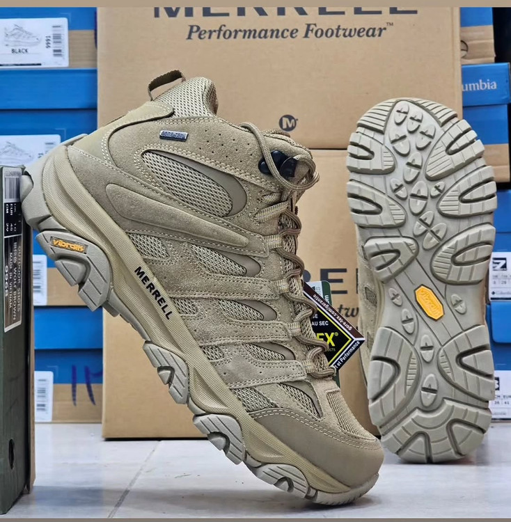 بوت طبیعتگردی، کوهنوردی و ترکینگ مرل Moab Mid GORE-TEX ساقبلند با زیره ویبرام | اصل ویتنام/مرل گورتکس /سایز ۴۰_۴۱_۴۲_۴۳_۴۴_۴۵/همراه با جعبه/ ضمانت کیفیت کالا
