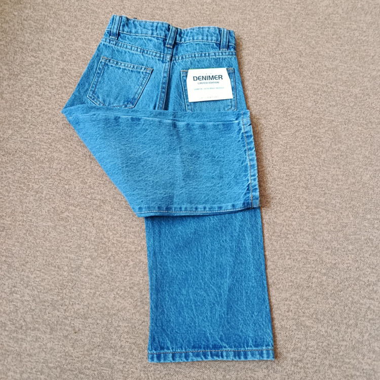 شلوار جین بچه گانه اورجینال برند دنیمر Denimerمدل نیم بگ آبی سنگشور سایز ۲تا ۱۵ سال فروش تکی و عمده ضمانت کیفیت کالا
