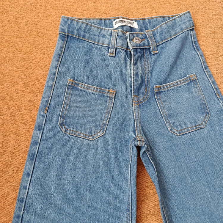 شلوار جین بچه گانه اورجینال برند دنیمر Denimerمدل نیم بگ آبی سنگشور سایز ۲تا ۱۵ سال فروش تکی و عمده ضمانت کیفیت کالا