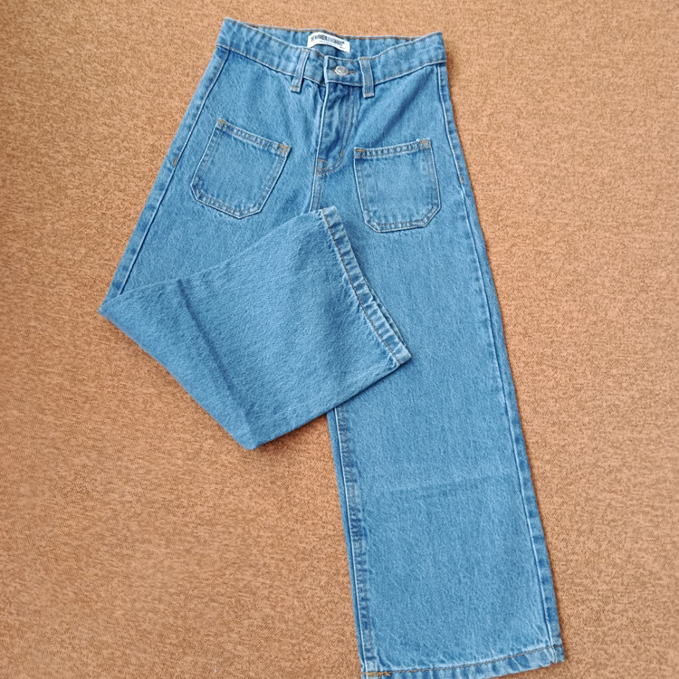 شلوار جین بچه گانه اورجینال برند دنیمر Denimerمدل نیم بگ آبی سنگشور سایز ۲تا ۱۵ سال فروش تکی و عمده ضمانت کیفیت کالا