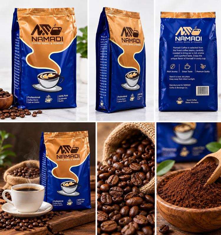 خرید قهوه دانه NAMADI (نامادی) اصل مدل Coffee Beans & Powder فروش تکی و عمده ضمانت کیفیت کالا